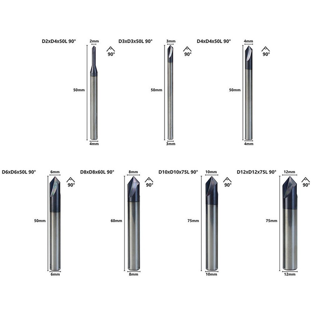 End Mill 3Flute 90 Degree Chamfer Engineering Tool For Metal Processing