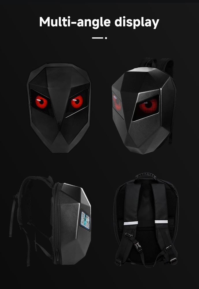 New Cool Tech LED Motorcycle Backpack with Illuminated Eye Display in Black