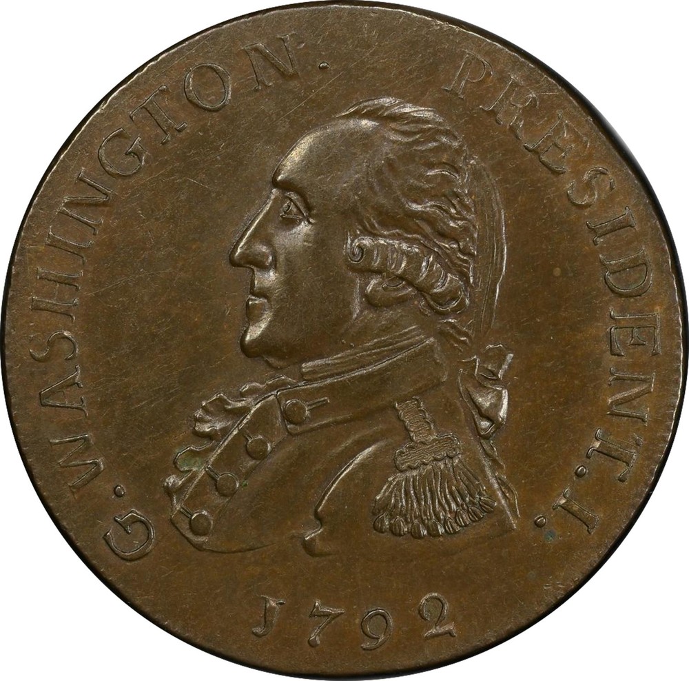 1792 WASH GETZ, SM EAGLE CENT PCGS MS 62 BN