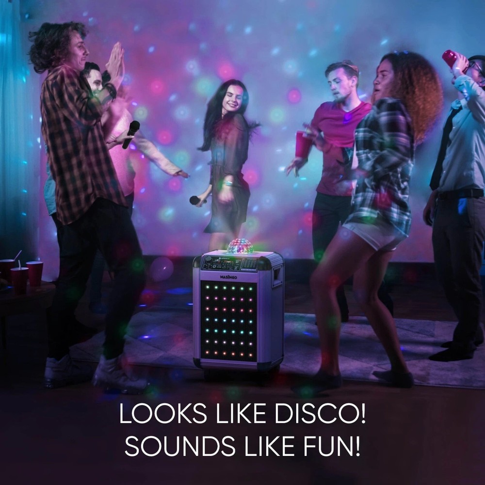 Portable Karaoke Machine Microphones Speaker Disco Ball Bluetooth Singing System