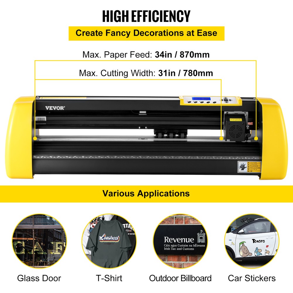 VEVOR Vinyl Cutter Machine 34in 870mm Plotter Automatic Camera Contour Cutting