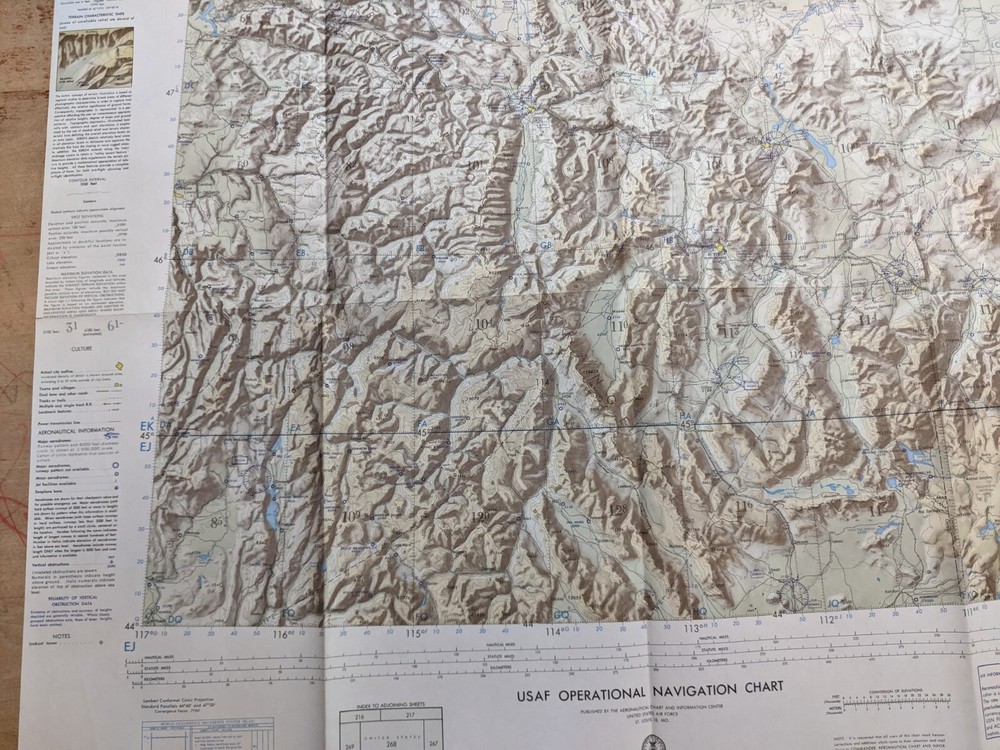 VTG USAF Aviation Sectional Topographical Navigation Chart Map Bitterroot Range