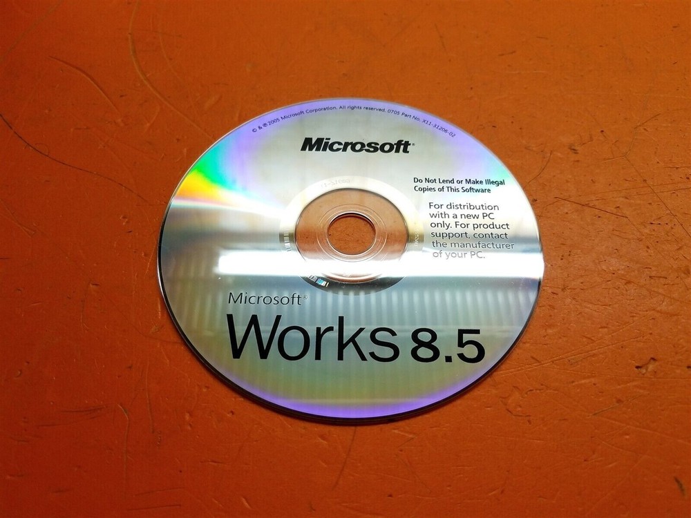⭐️⭐️⭐️⭐️⭐️ Microsoft Works 8.5 Software CD Disc X11-31206-02