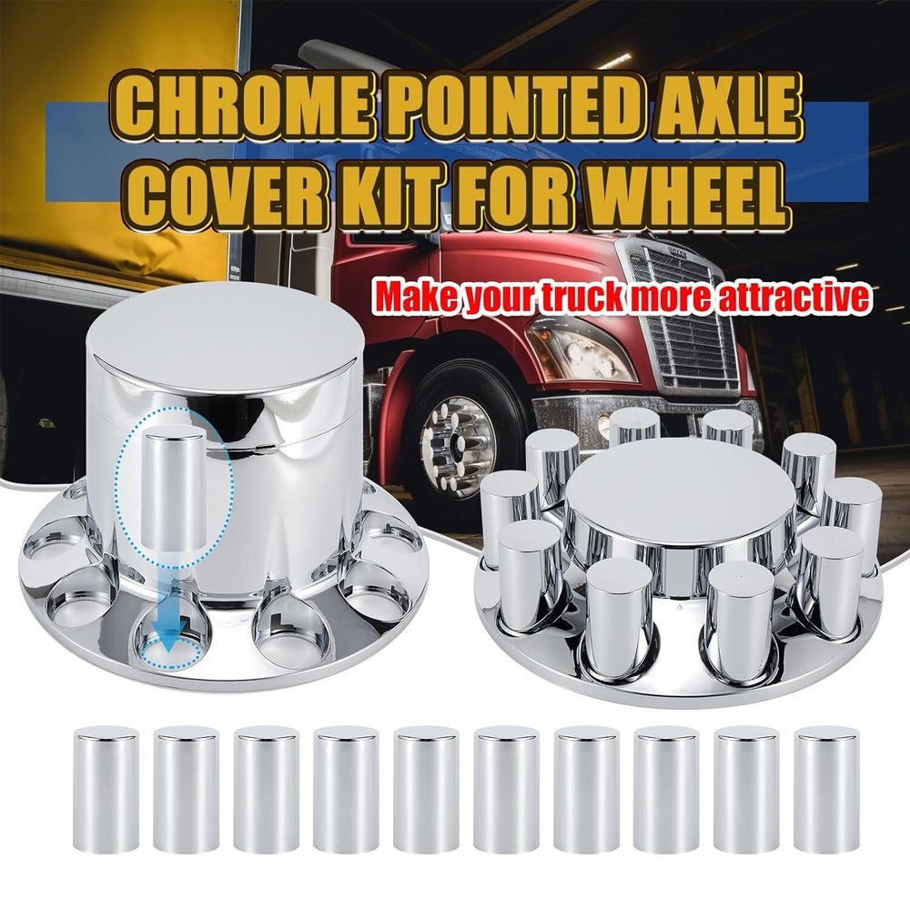 ABS Chrome Plastic Front Axle Cover Kits with 33mm Thread-on Flange Nut Covers