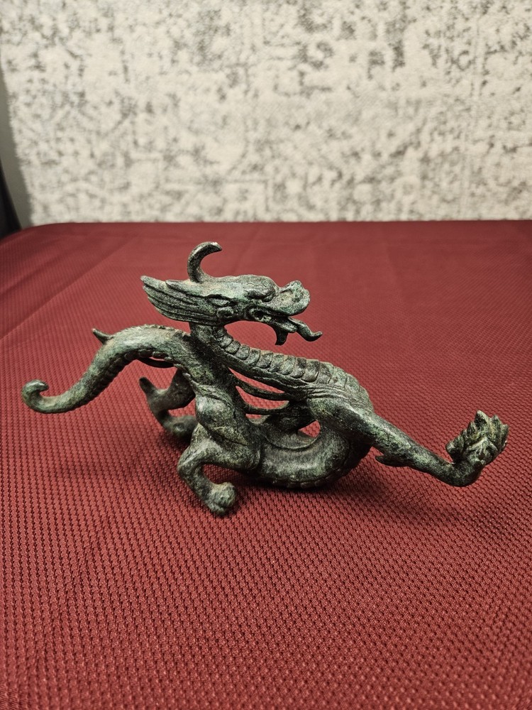 Vtg Bronze Dragon 9x5"