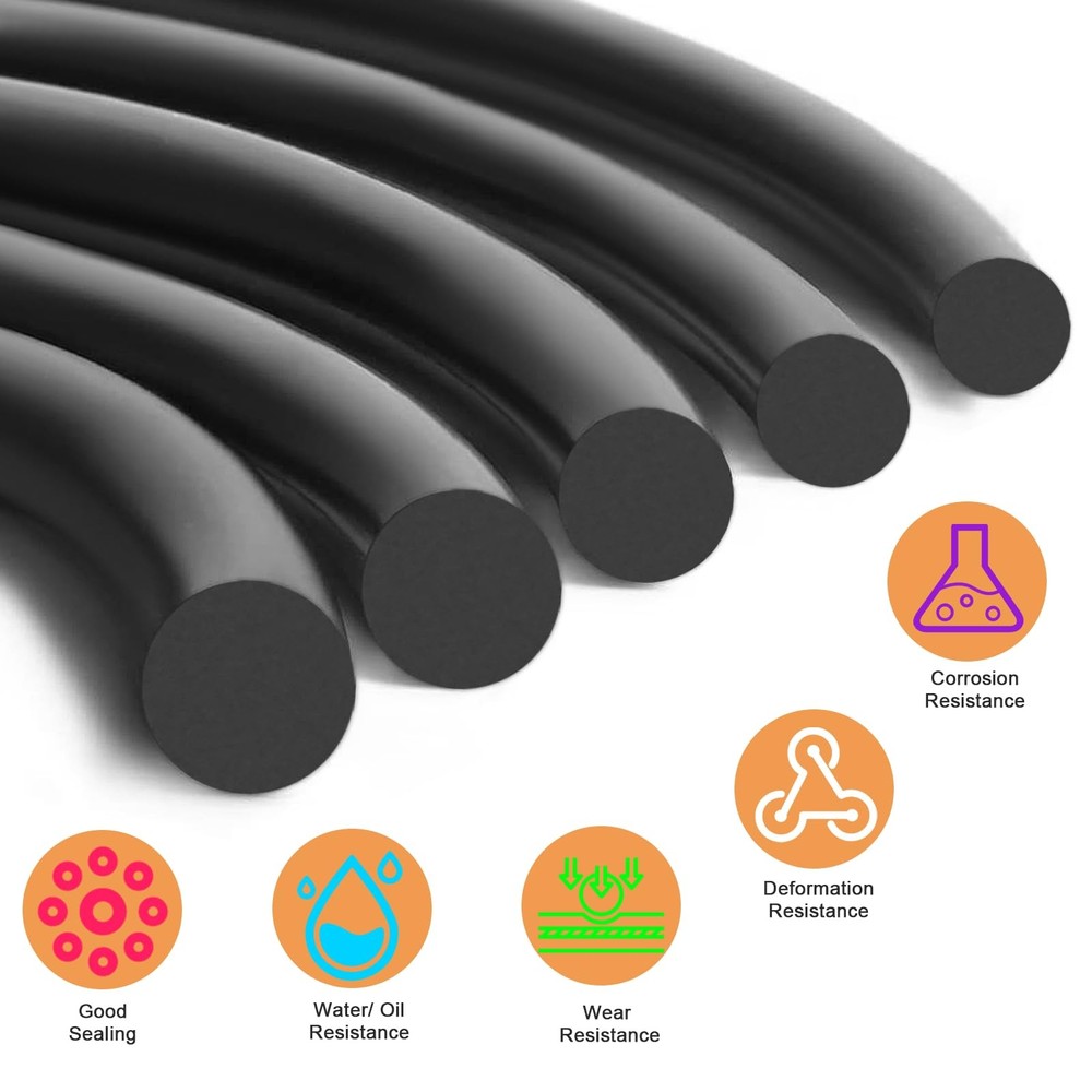 500 Pcs 20 Sizes O Ring Kit,Rubber O-Ring Assortment Kit, Rubber Black