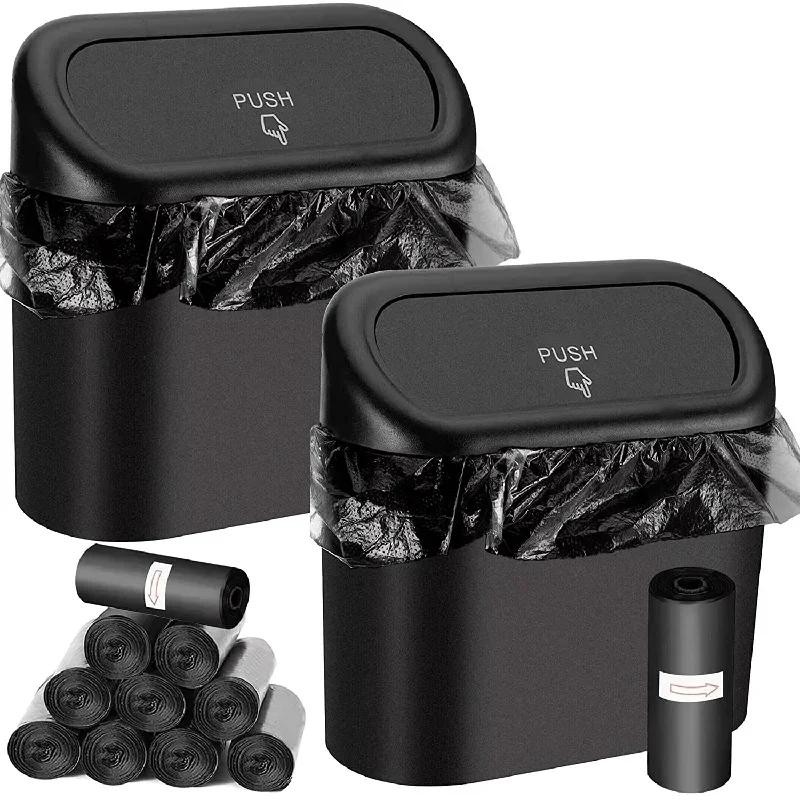 Car Trash Can with Lid Leakproof Mini Garbage Bin Portable Auto Accessories