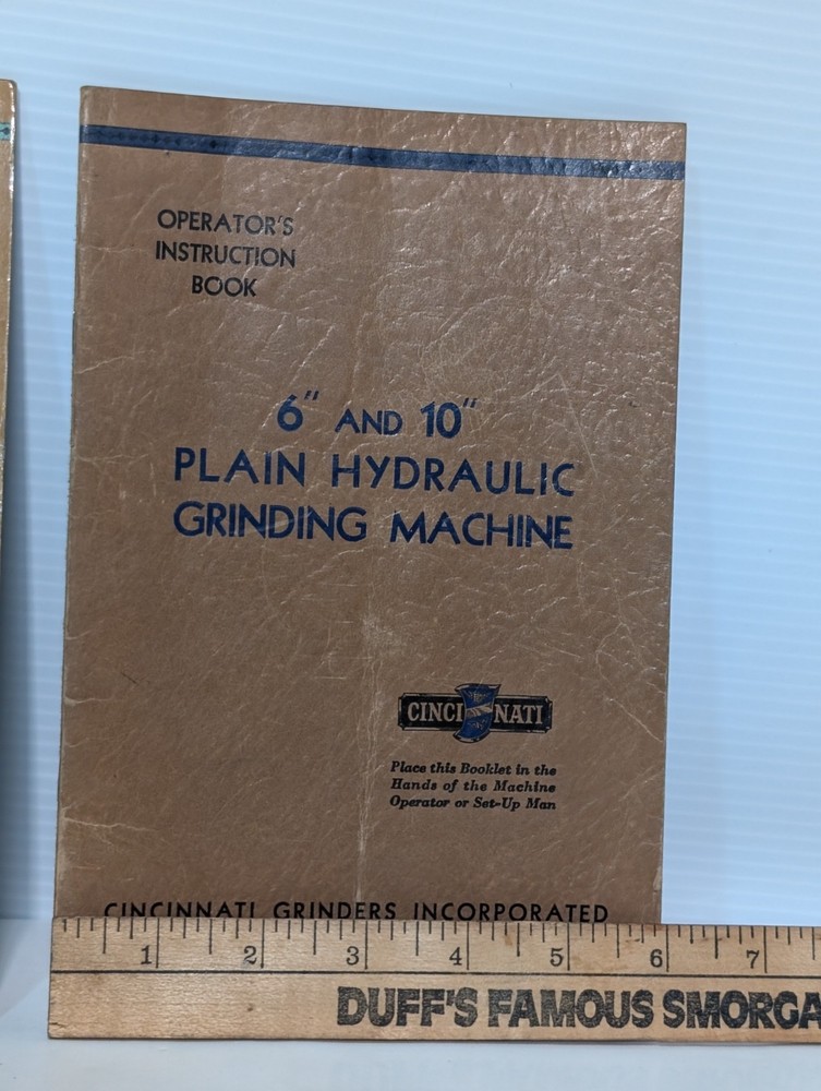 Cincinnati EA 6" & 10" Plain Hydraulic Grinding Machine Operators Instructions