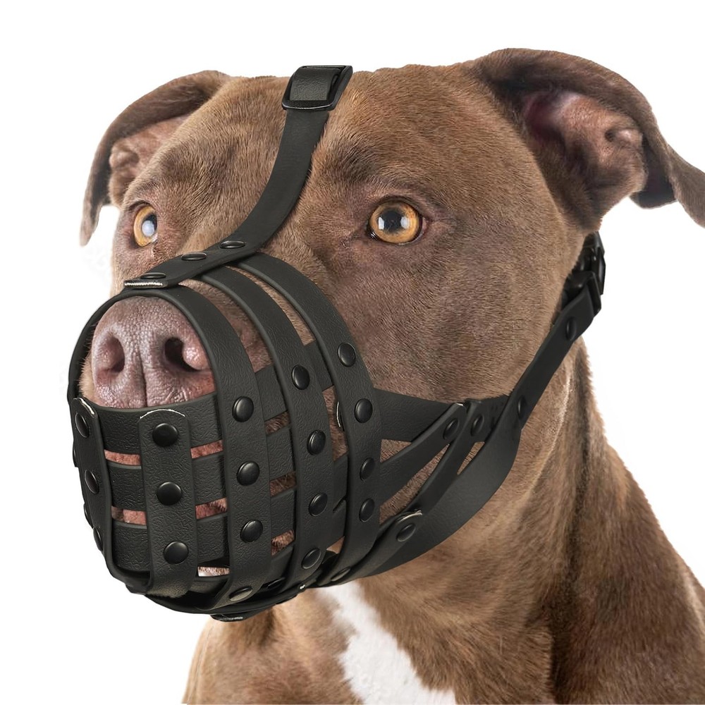 Pitbull Muzzle for Large Dogs | Basket Muzzle for Training, Grooming, Biting