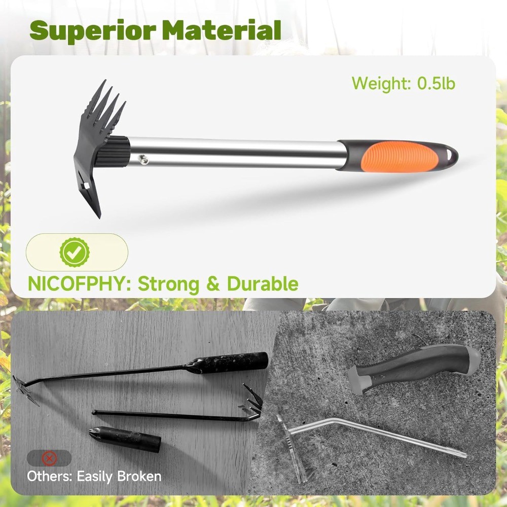 60" Weed Puller Tool Set with Long Handle and 17" Hand Weeding Tools