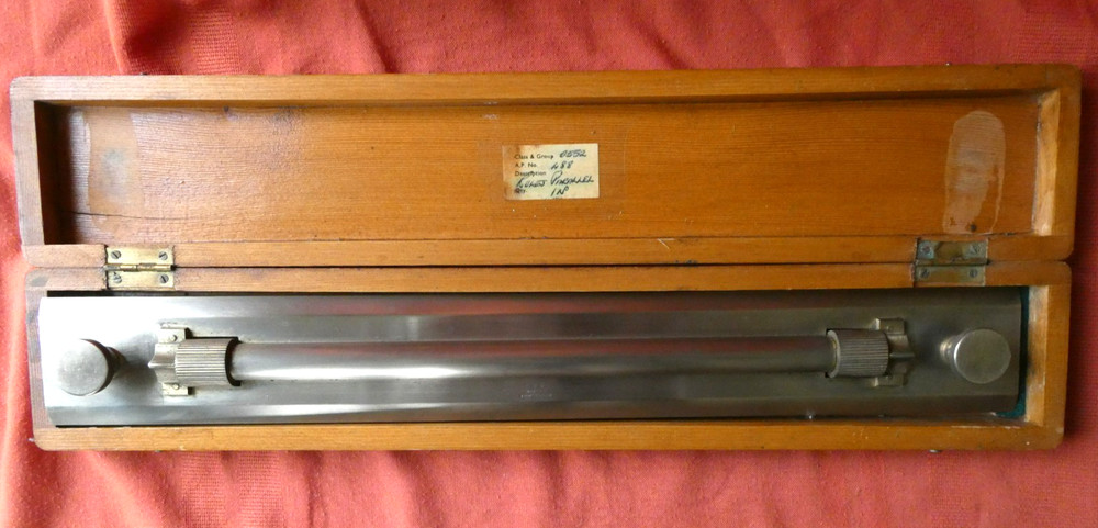 Vintage Solid Brass Rolling Parallel Rule RAF WW2 made in Birmingham by UWW Box