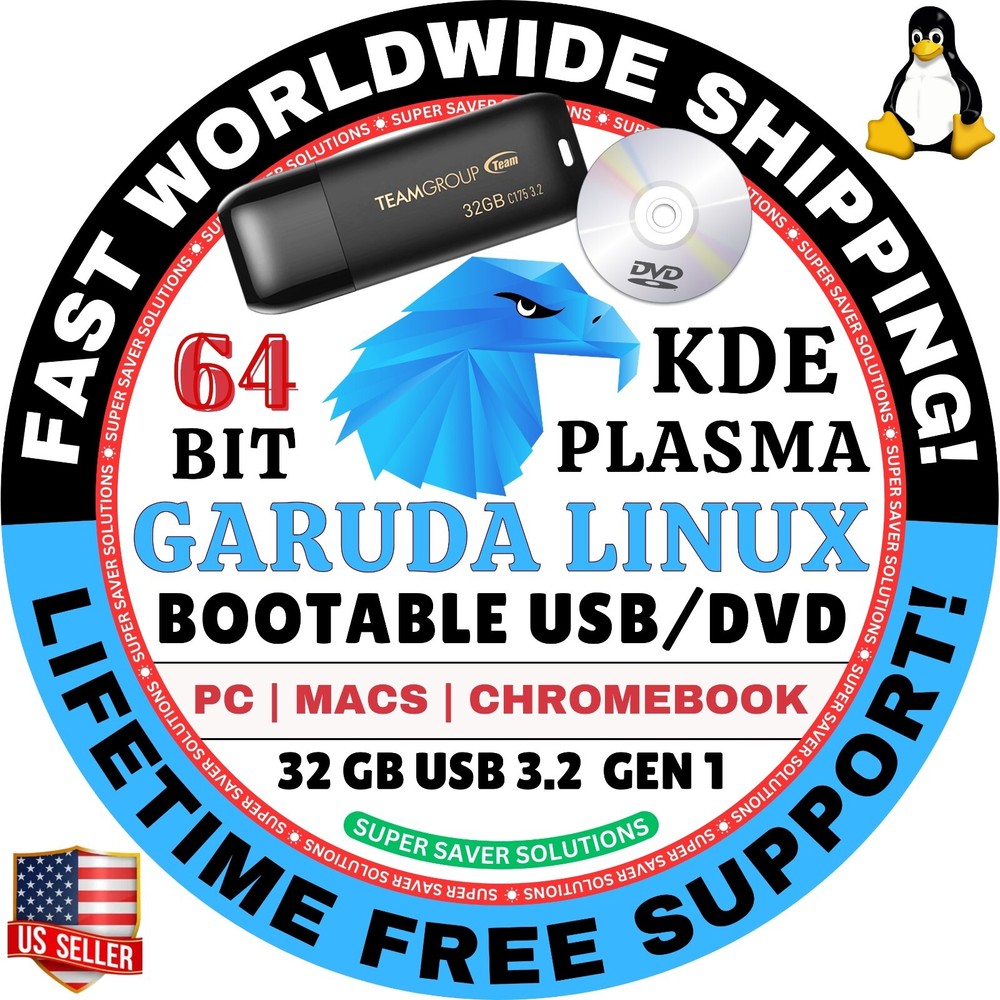 GARUDA LINUX OS 64-BIT / LIVE, FULL INSTALLER / USB, DVD / MAC, PC / KDE, XFCE