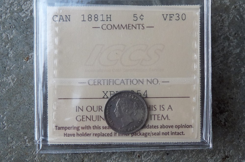 1881 Canada silver five 5 cents - **ICCS VF30**
