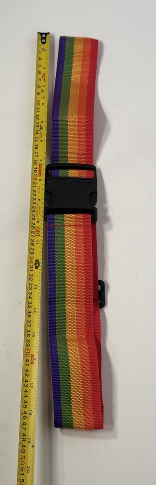 Rainbow Strap 18" Multicolor Nylon Webbing Adjustable Belt Black Buckle
