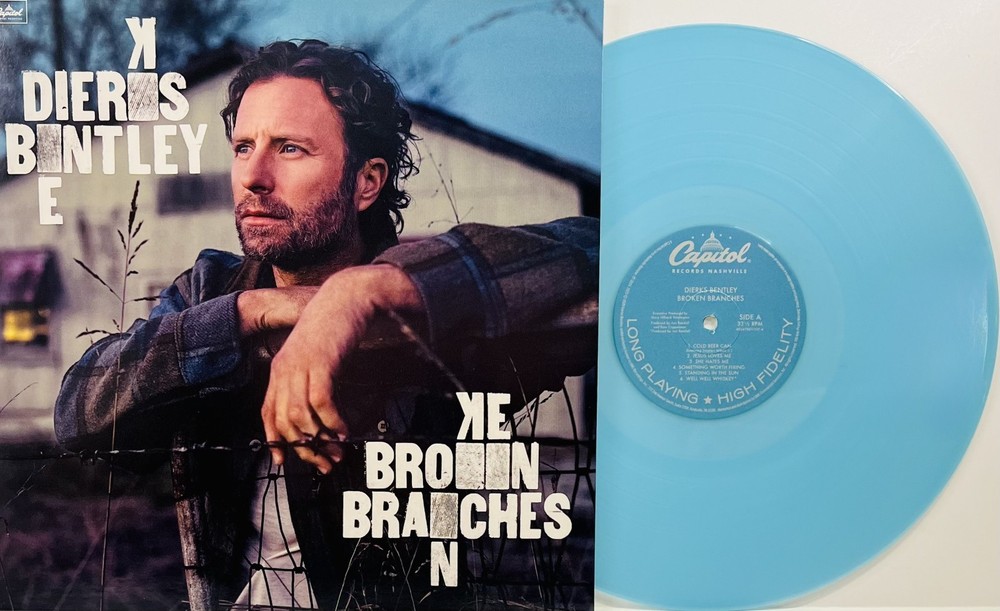 DIERKS BENTLEY Signed Autograph LP Insert "The Broken Branches" Blue Vinyl JSA
