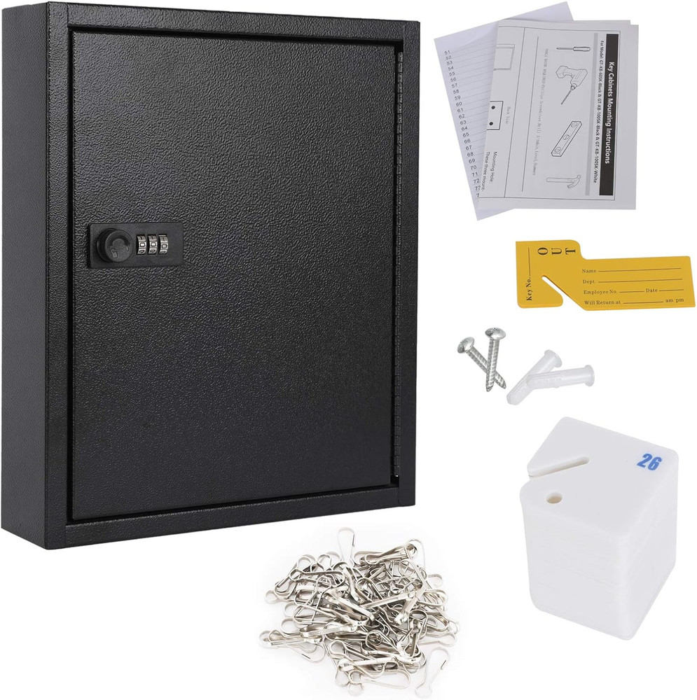 KYODOLED Locking Key Cabinet, 60 Key Storage Lock Box with Code, Key Box Wall