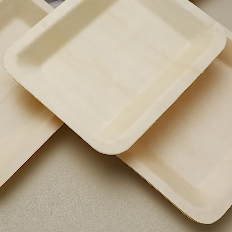 25 pcs Natural Sustainable Bamboo 5" x 4" Mini Rectangular Plates Disposable