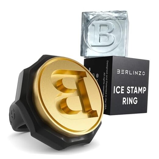 Ice Stamp Ring for Cube & Sphere - Custom Ice Cubes for Whiskey, Letter B