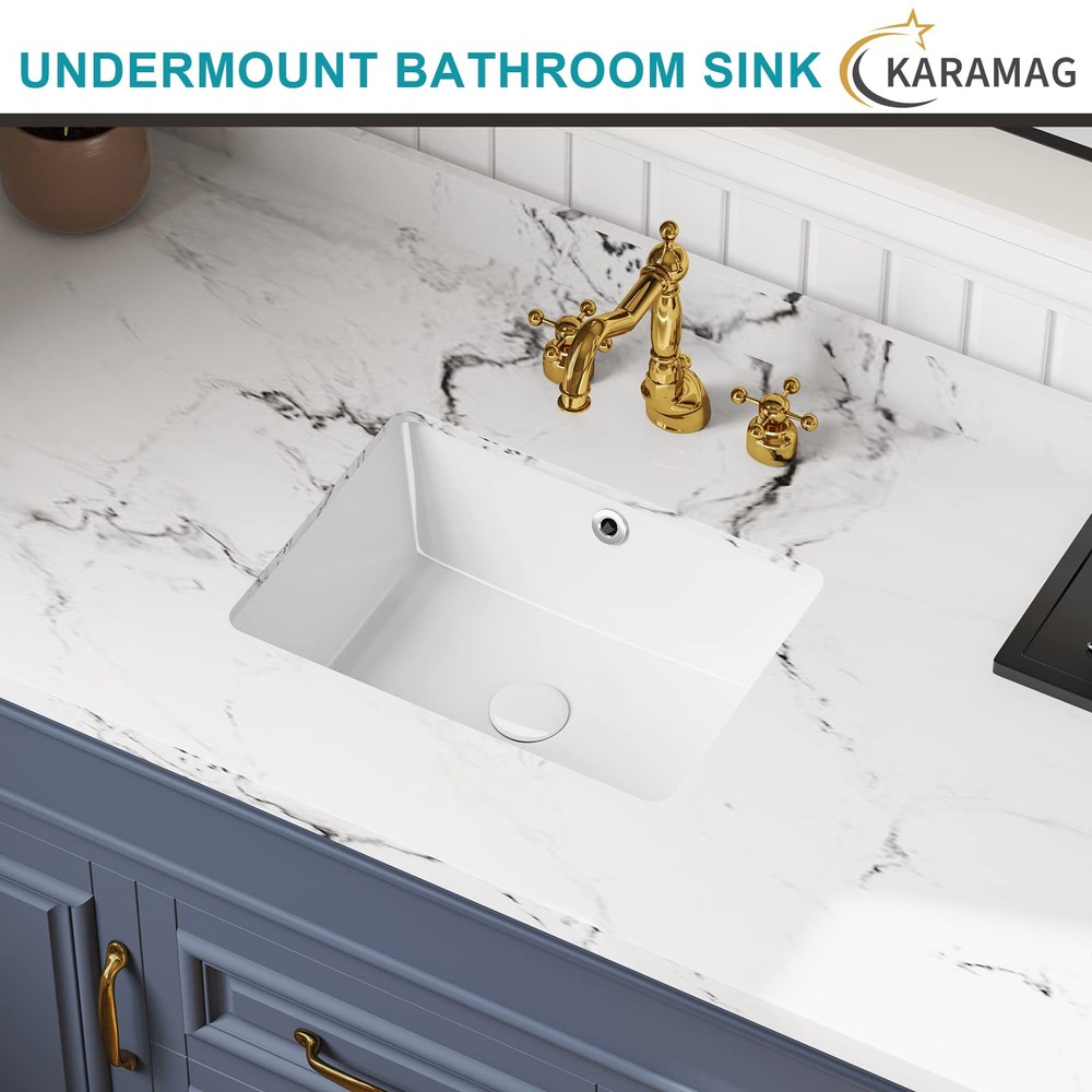 16 Inch Undermount Bathroom Sink Small Rectangle Undermount Sink White Cerami...