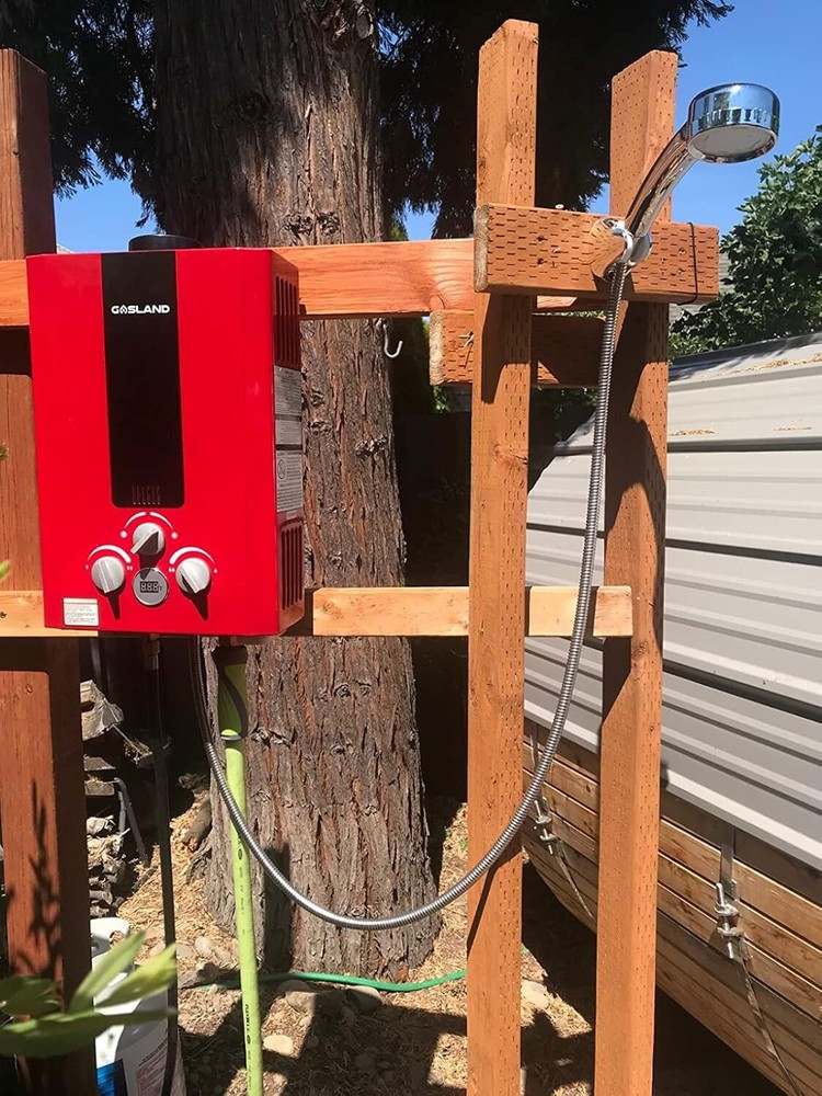GASLAND 6L Outdoor Tankless Water Heater Propane Gas Portable Camping Shower RED