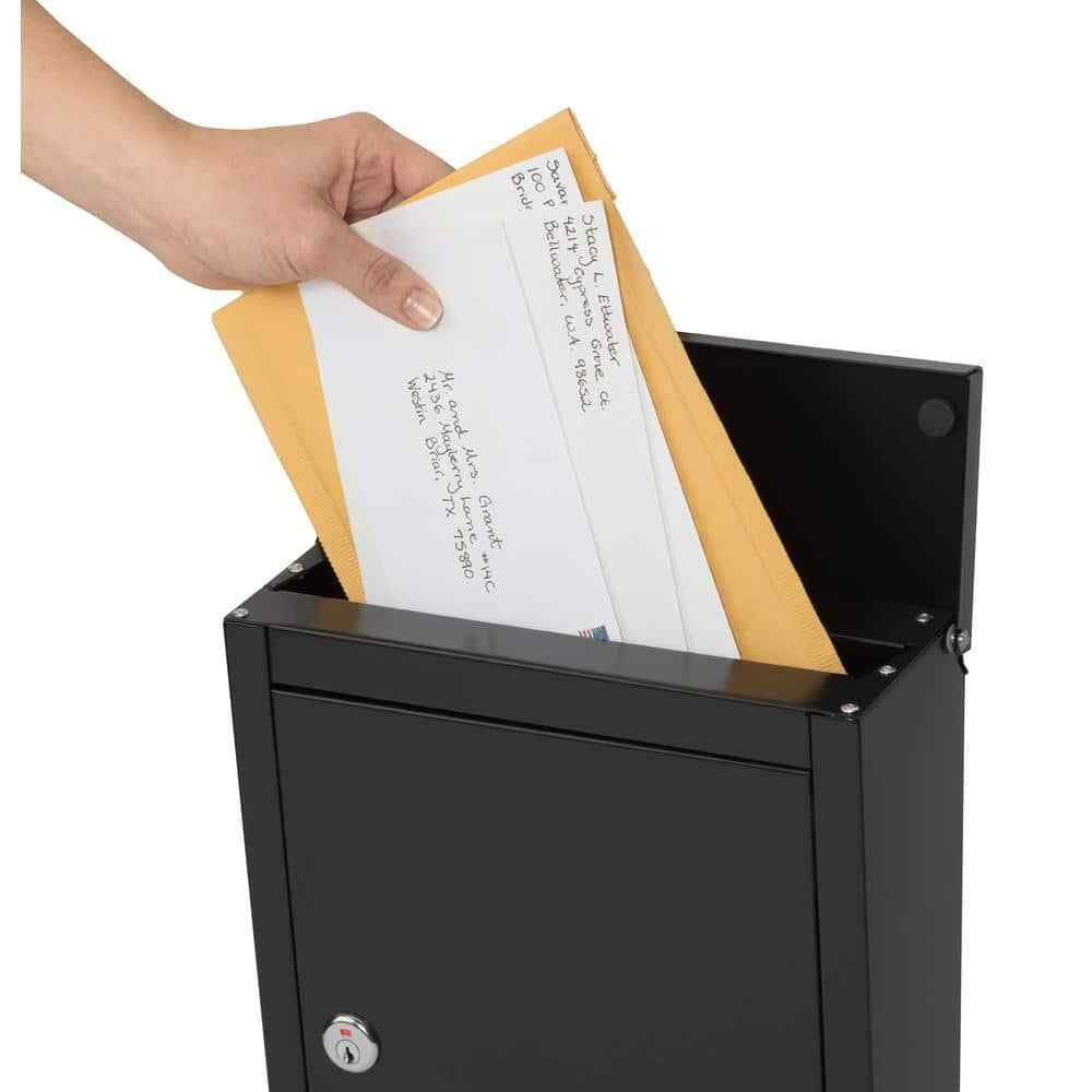 Architectural Mailboxes Chelsea Black, Small, Steel, Locking, Wall Mount Mailbox