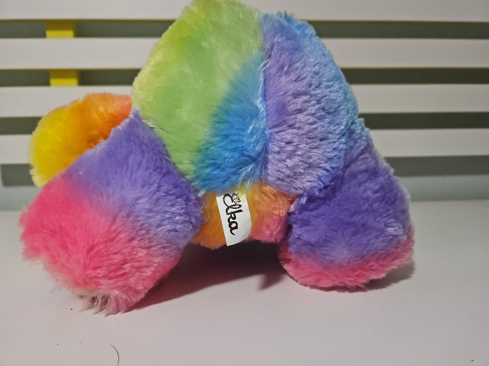 RAINBOW TEDDY BEAR ELKA 30CM PURPLE BOW