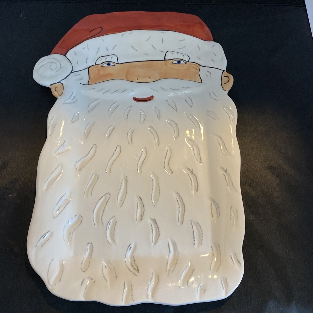Department 56 Christmas Santa Face Serving Platter Rectangular 18”by 11”