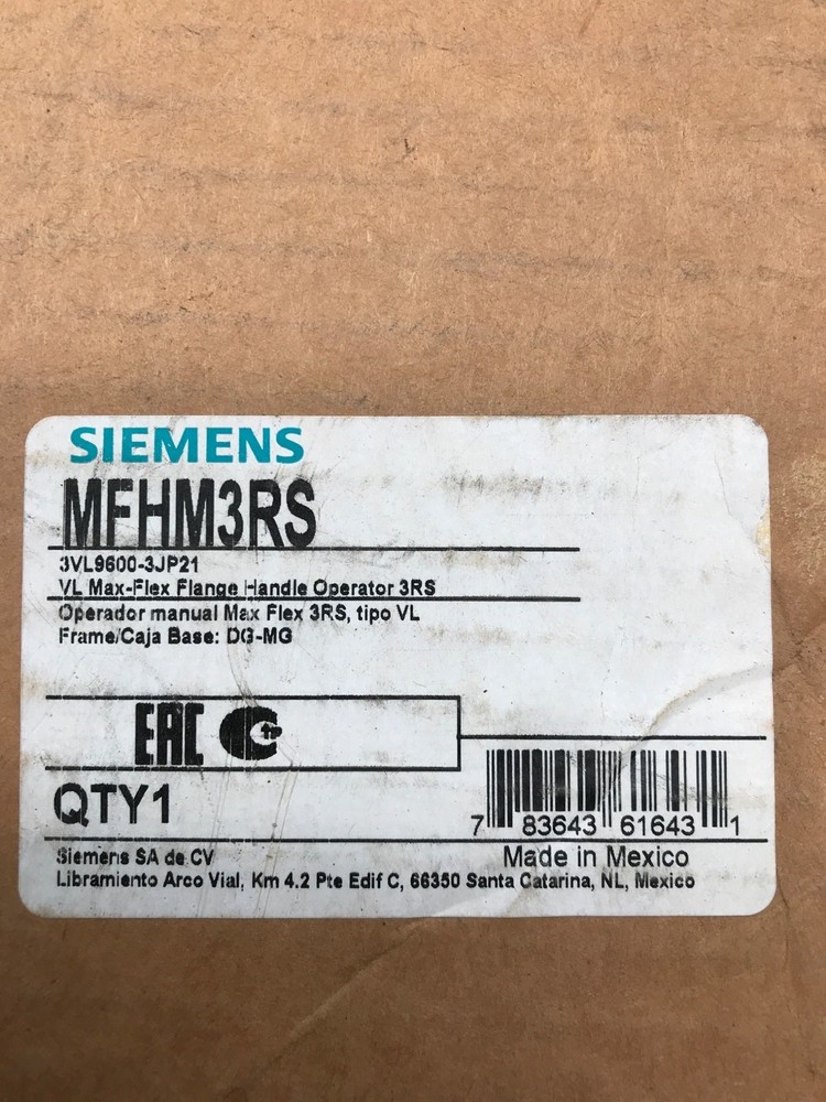 SIEMENS MFHM3RS VL Max‑Flex Flange Handle Operator NEW