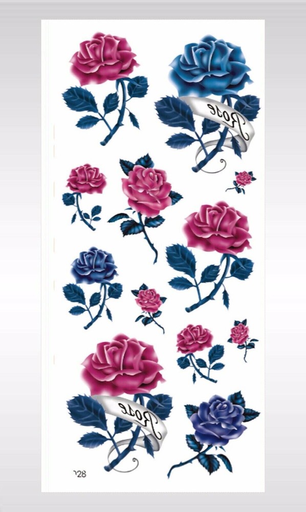 10 sheets Removable butterfly rose temporary tattoo