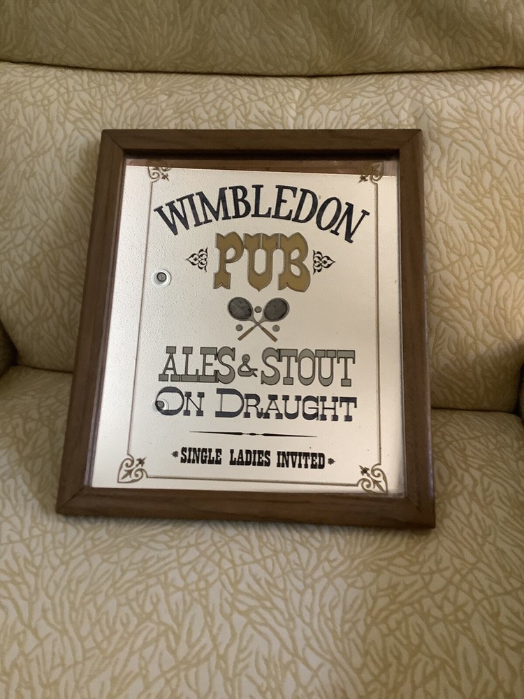 Wimbleton Pub Mirror Sign Ales & Stout On Drought