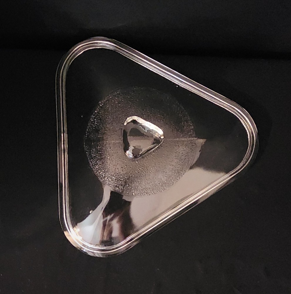 VTG MCM ISLAND GLASS Chafing/Casserole ~ Triangular W/Diamonds/ Warming Stand
