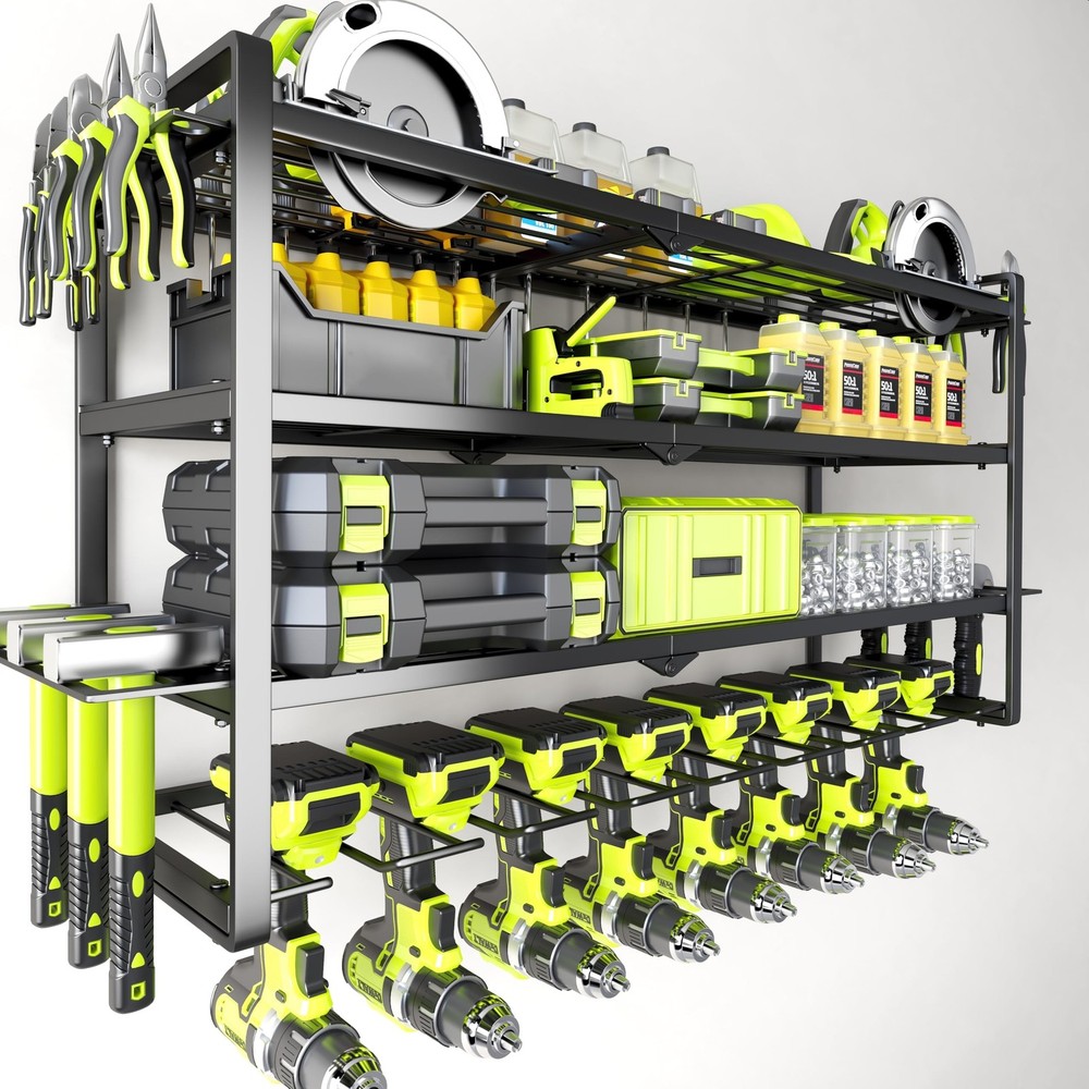 Large Power Tool Organizer Wall Mount, Garage Storage Cordless Tool Organizer...