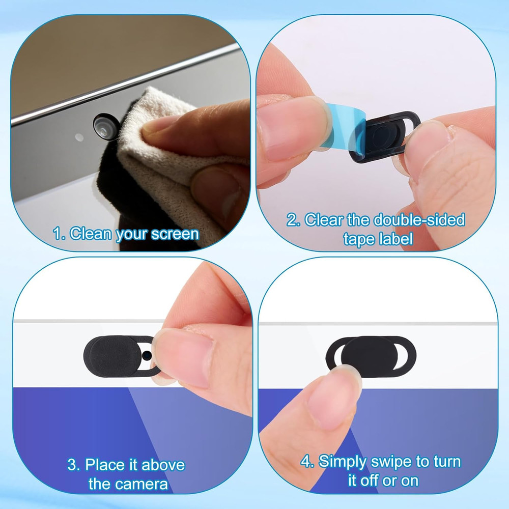 50pcs Laptop Camera Covers Black Ultra-Thin Front Webcam