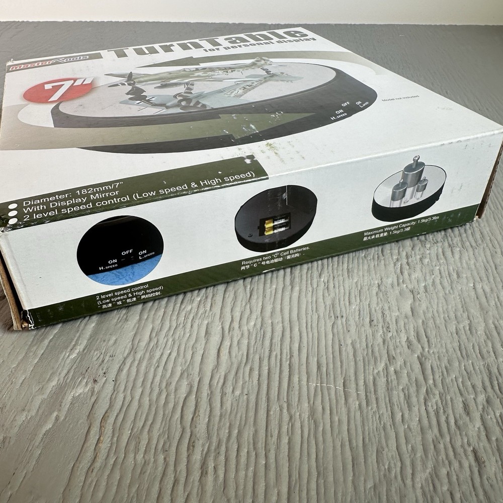Master Tools 7” Motorized Display Turntable w/ Mirror Base 2-Speed Rotation NIB