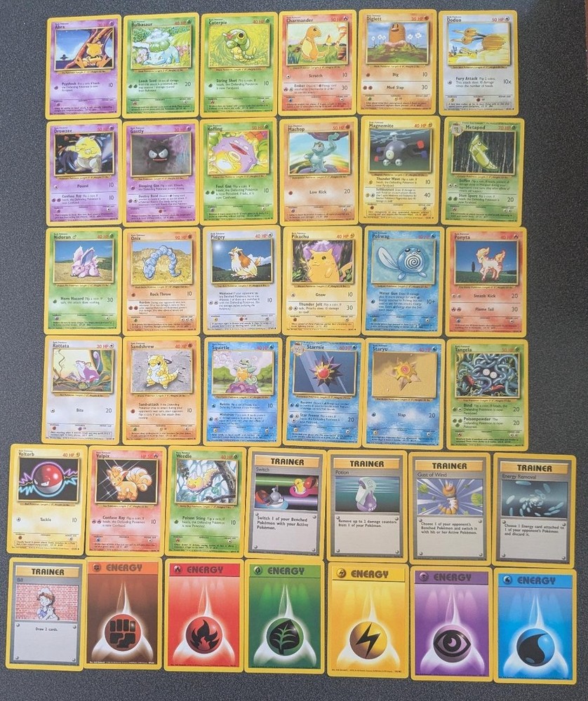 Complete 70 Card Base Set Pokemon Uncommon Common Cards