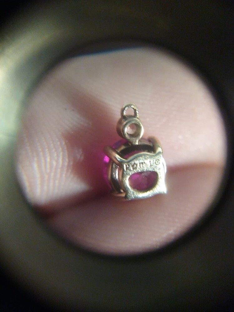 0.8 Grams Ruby Sterling Silver 925 Charm Pendant