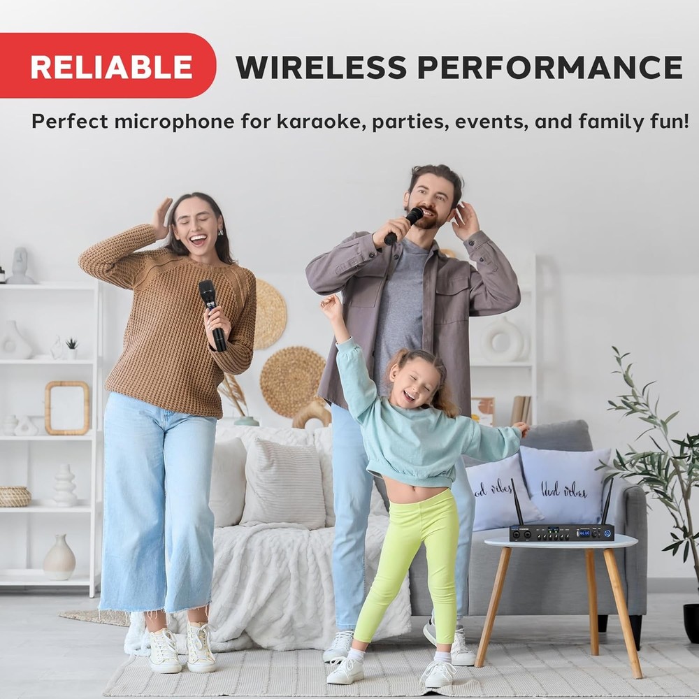 Pyle UHF Wireless BT Microphone System 2 Handheld Mics - PDWM813BK (Open Box)