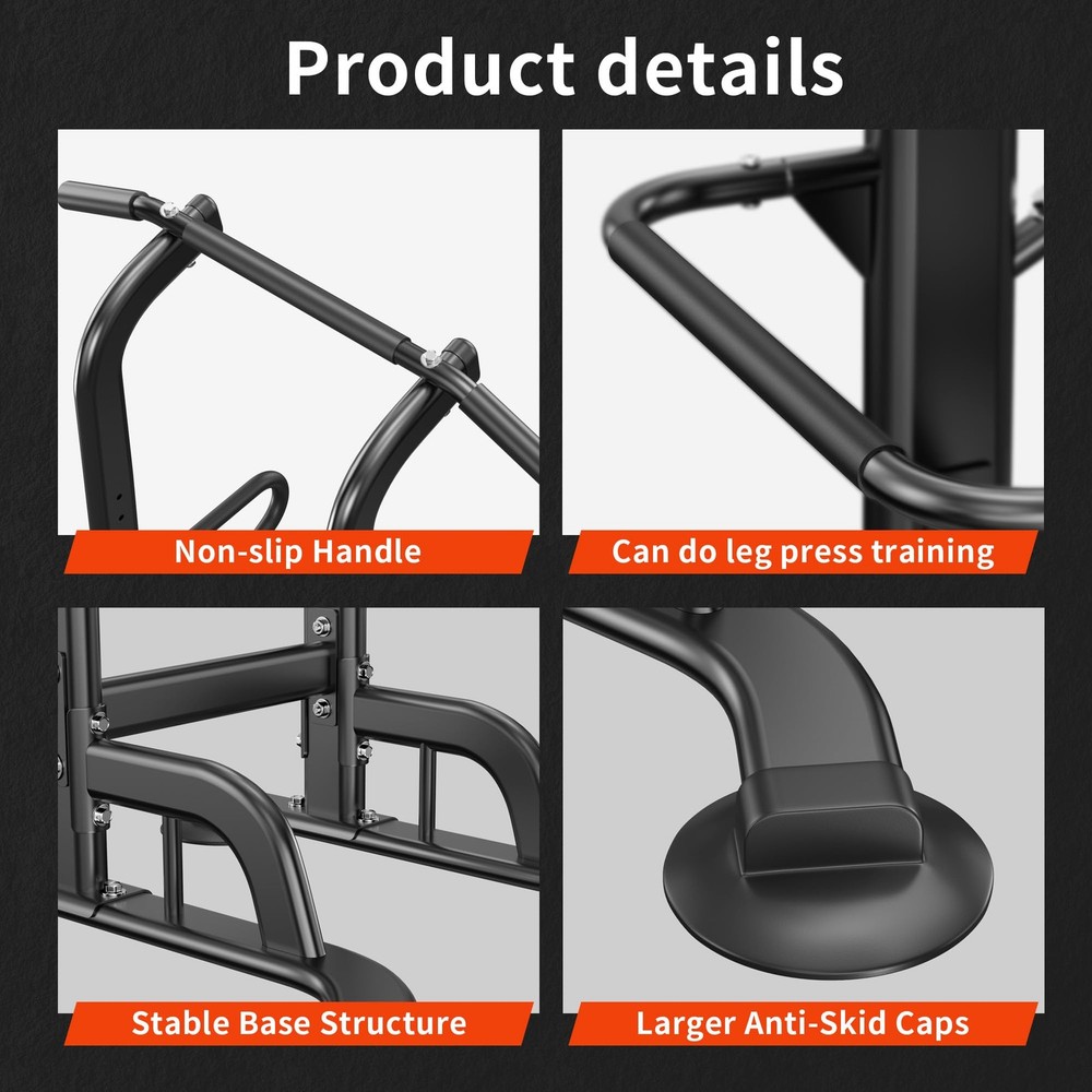 Power Tower 11 Height Adjustable Pull Up Bar and Dip Station Multi-Function S...