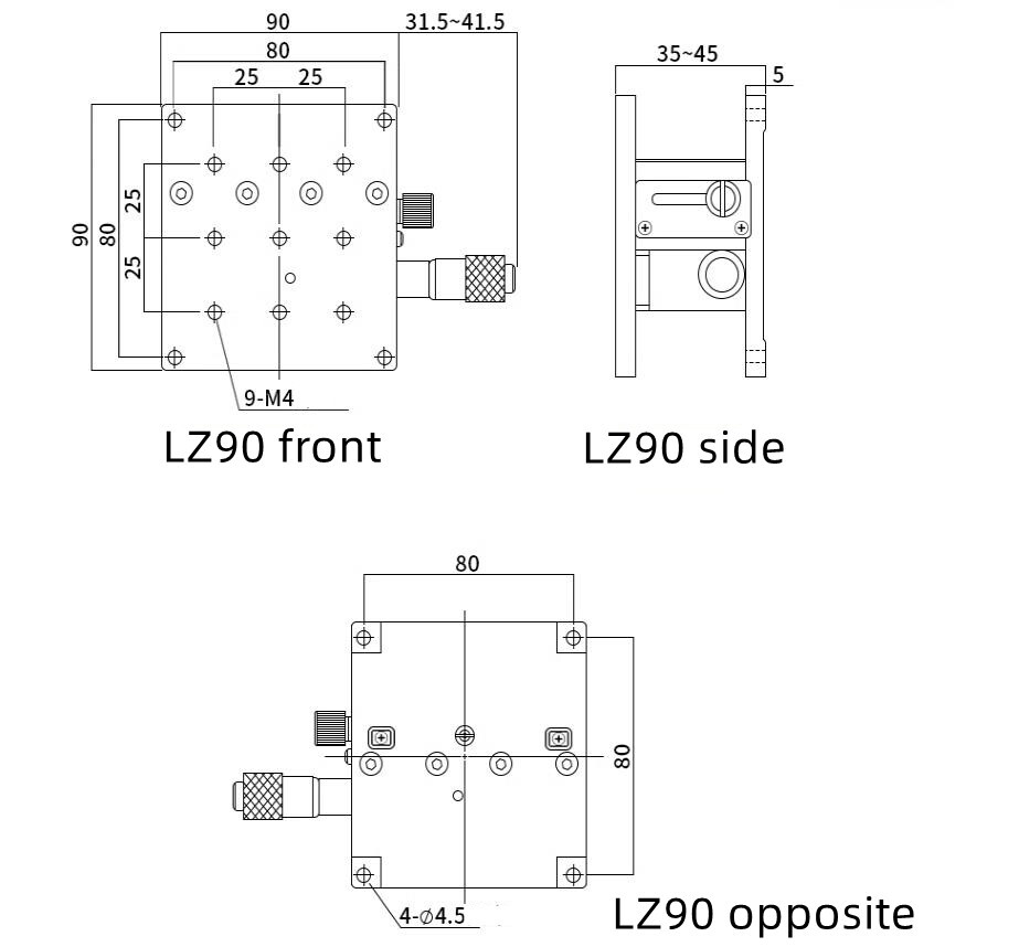 CNC Single guide rail Z-axis lifting platform LZ90 Manual precision moving slide