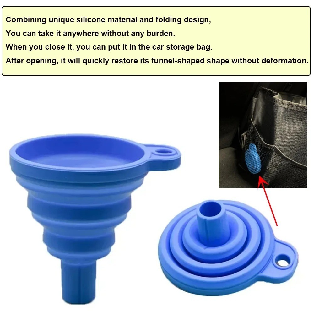Universal Silicone Car Funnel Foldable Engine Oil Petrol Liquid Pour Tool
