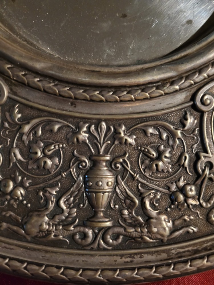 Solid 800M German Silver 10" Plate With Embossed Cherub Scenes. Gorgeous Plate!