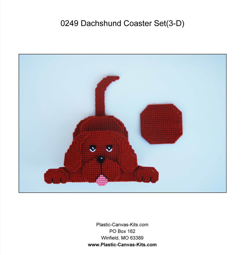 3-D Dachshund Dog- Coaster Set-Plastic Canvas Pattern or Kit