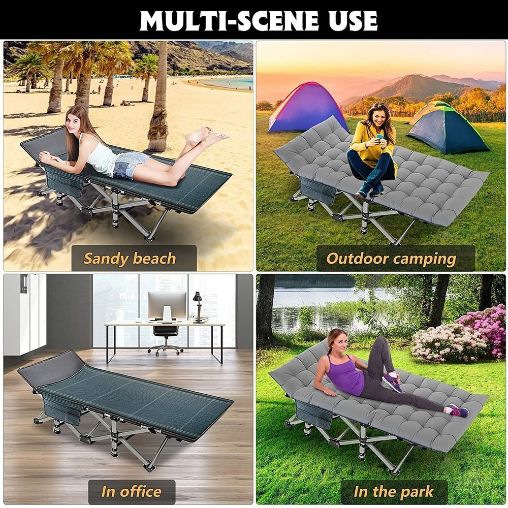 NAIZEA Folding Camping Cot Bed 1200D 2-Layer Oxford Cots for Camp Office Use