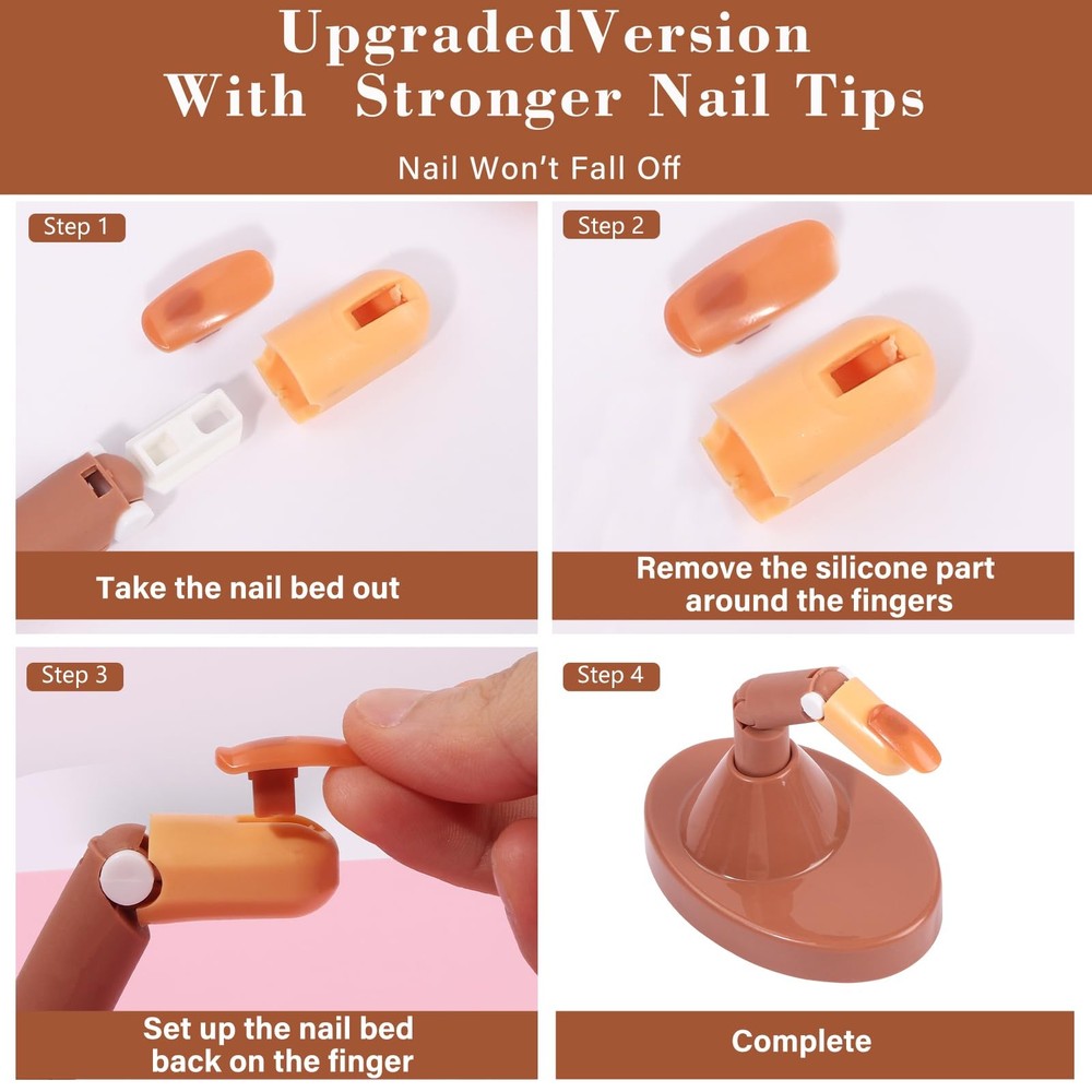 Acrylic Nail Practice Finger Kit Adjustable with Tips Nail Trainer