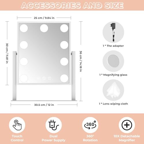 Vanity Mirror with Lights, Lighted Makeup Mirror A-white Mirror With 9 Blubs