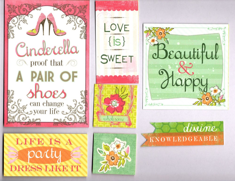Snippets ENGAGING (12PC) HANDMADE EPHEMERA PIECES/CARDS Double-Sided