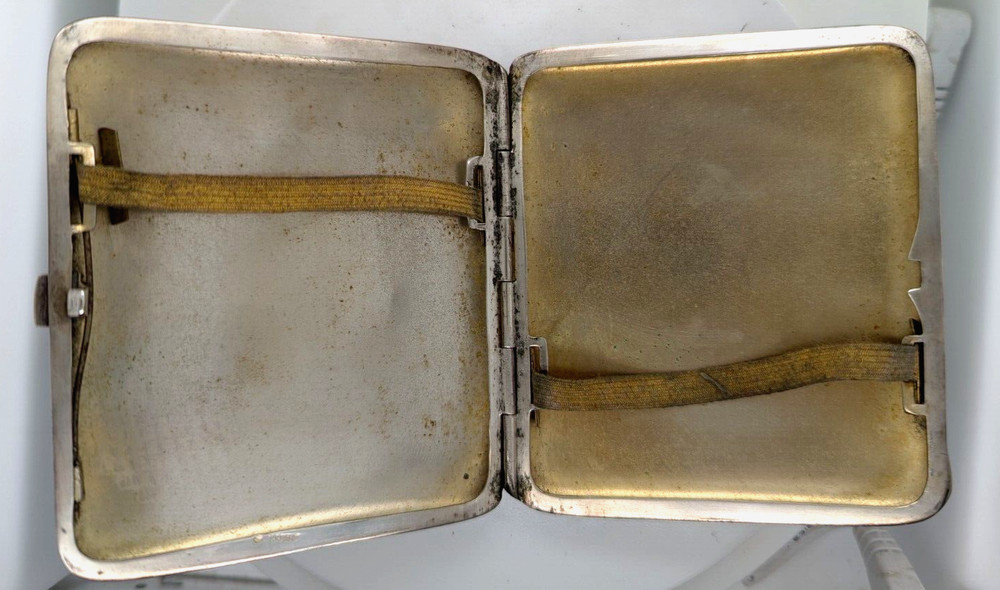 Silverplated Cigarette Case with Enamelled Horse Scene