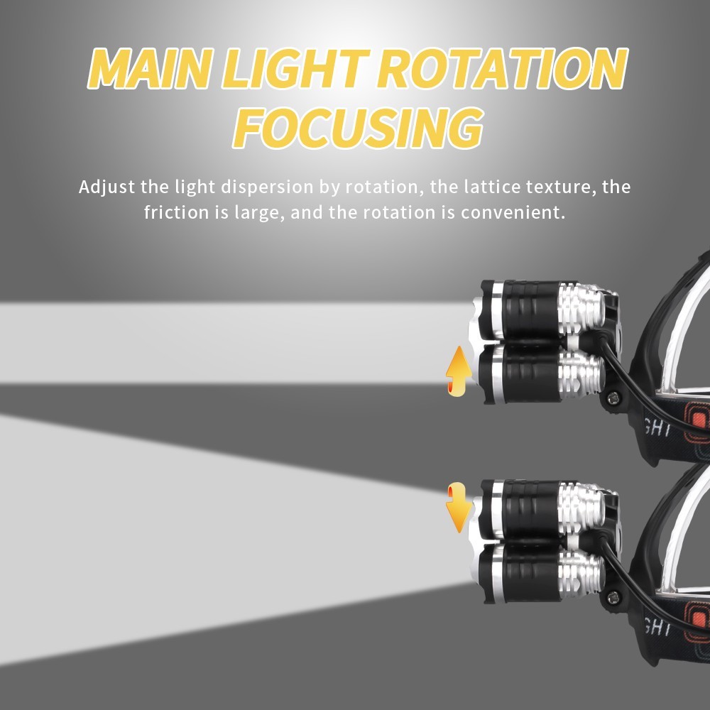 LED Headlamp 5 Head Headlight Flashlight Torch Light