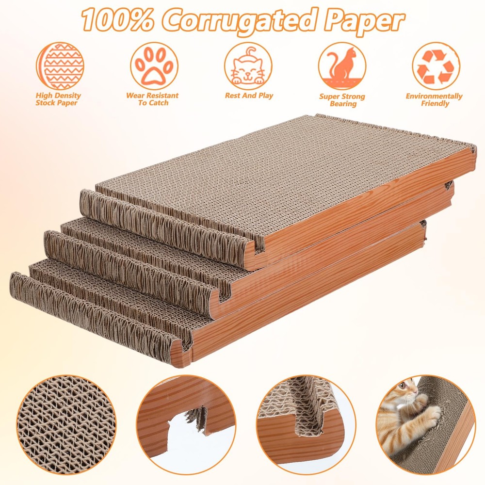 3-Sided Vertical Cat Scratching Post Foldable Triangle Scratch Pad Cardboard