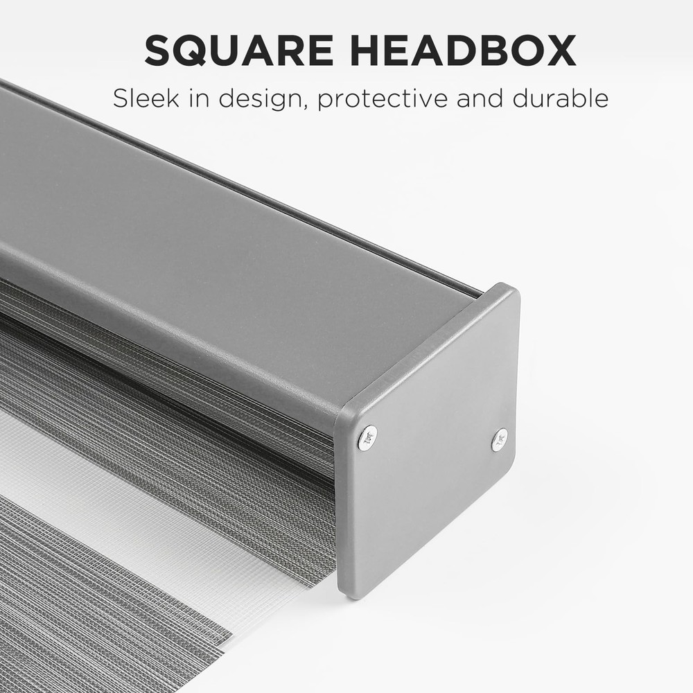 Cordless Zebra Blinds for Windows, Dual Layer Light Control Window Blinds wit...